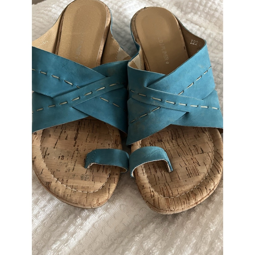 Donald J. Pliner Turquoise Blue Cork Slide Sandals